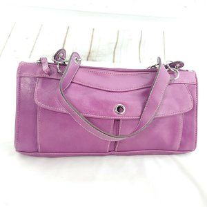 Barneys New York Womens Violet Leather Meadow Green Lining Shoulder Hand…